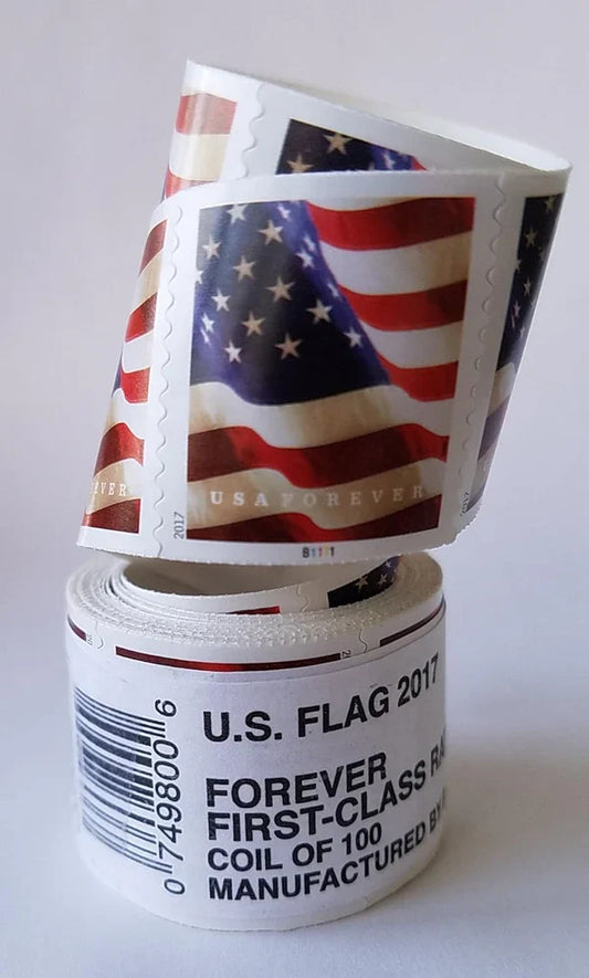 Flag Forever Stamps - 10 Rolls -(Self-Adhesive) – 1000 Stamps