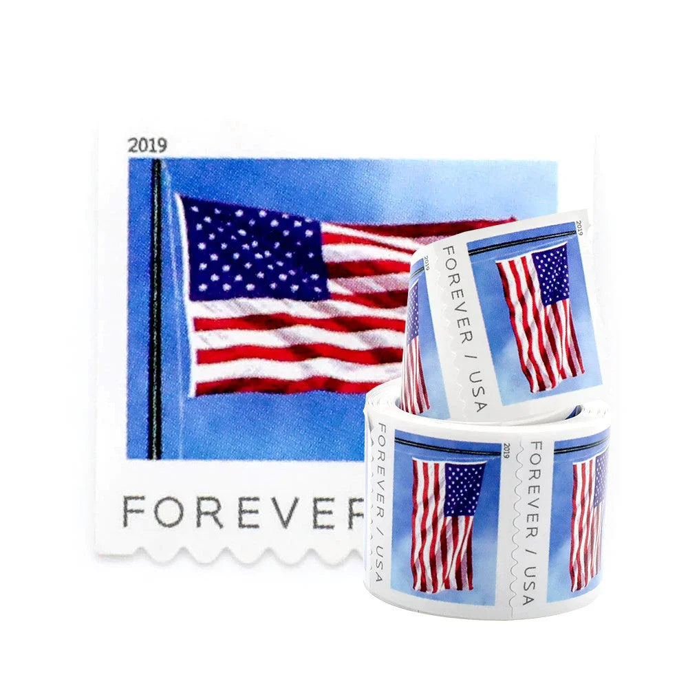 Flag Forever Stamps – 50 Rolls Coil -(Self-Adhesive) – 5000 Stamps
