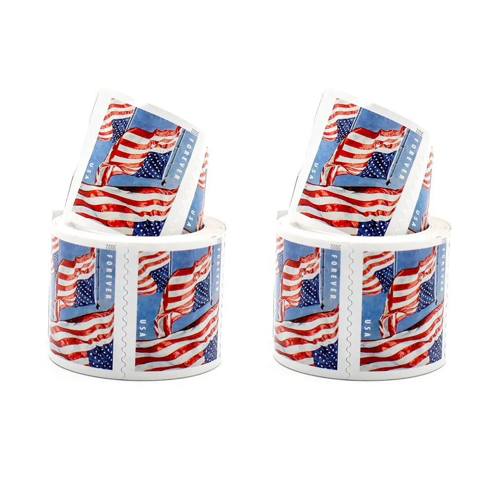 Flag Forever Stamps – 100 Rolls Coil -(Self-Adhesive) – 10,000 Stamps
