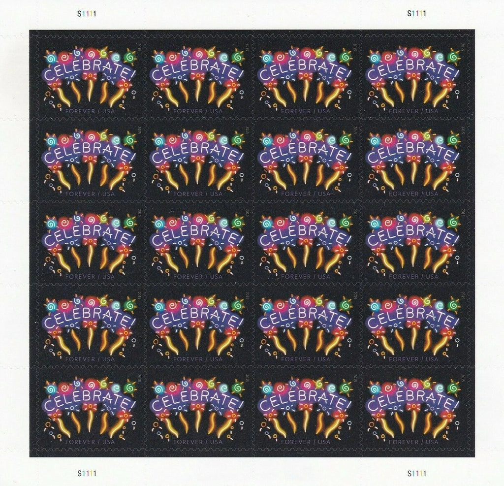 Neon Celebrate Forever Stamps 2015