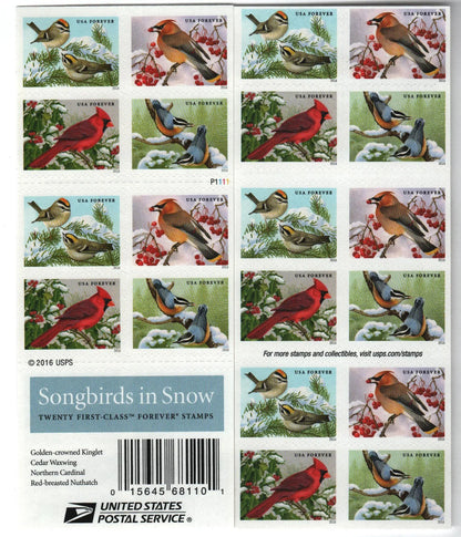 2016 Songbirds in Snow Forever Stamps